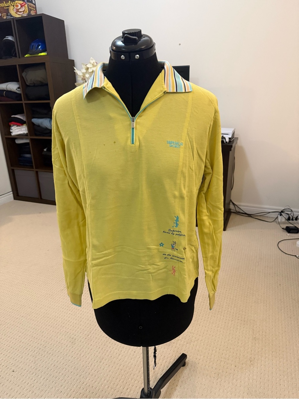 Superior Golf Korea Quarter Zip Long Sleeve Polo Shirt Yellow Women’s Size XL